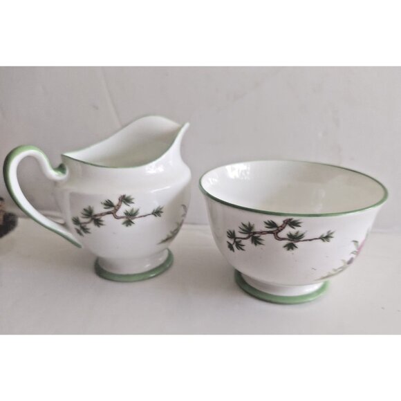 Antique Aynsley Art Deco Small Creamer & Sugar Bowl Set 1920's Janquil Daffodil - Picture 11 of 14